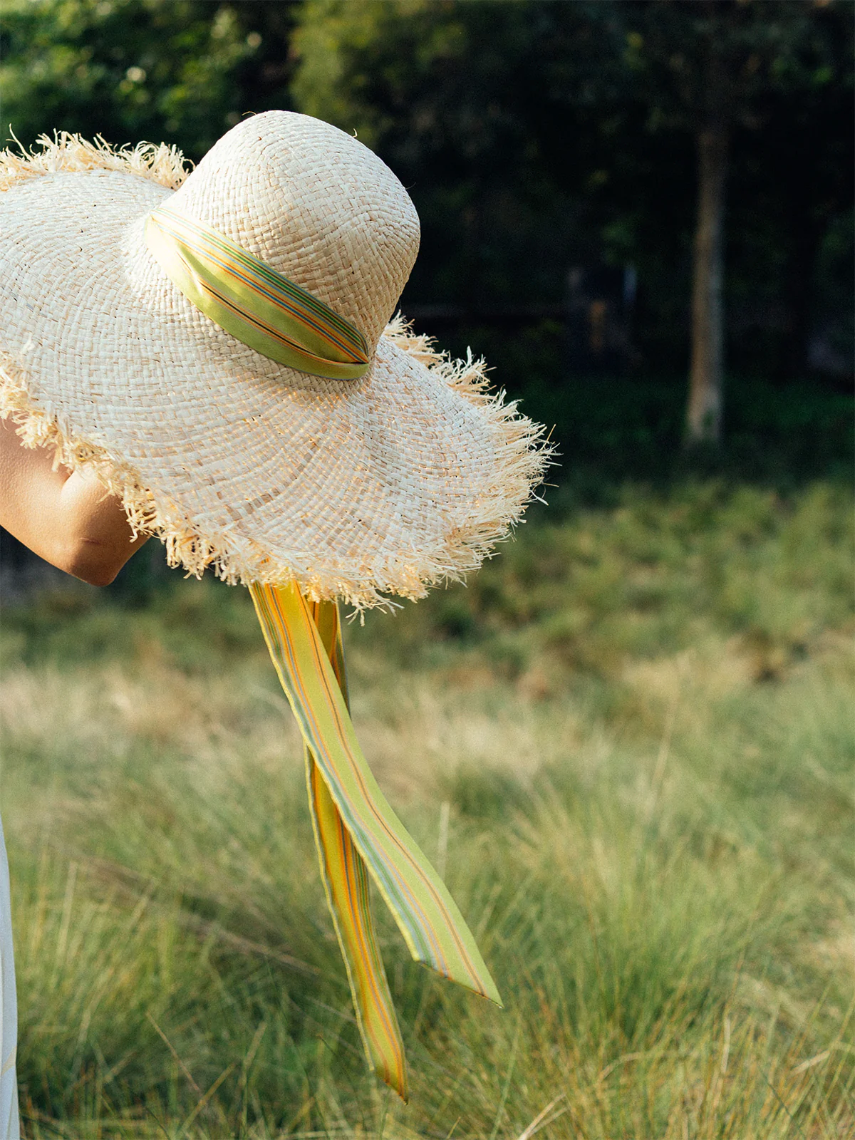FRIDA x LOST PATTERN "Frida's Garden" Straw Hat with Ribbon Tie - Green - Image 5