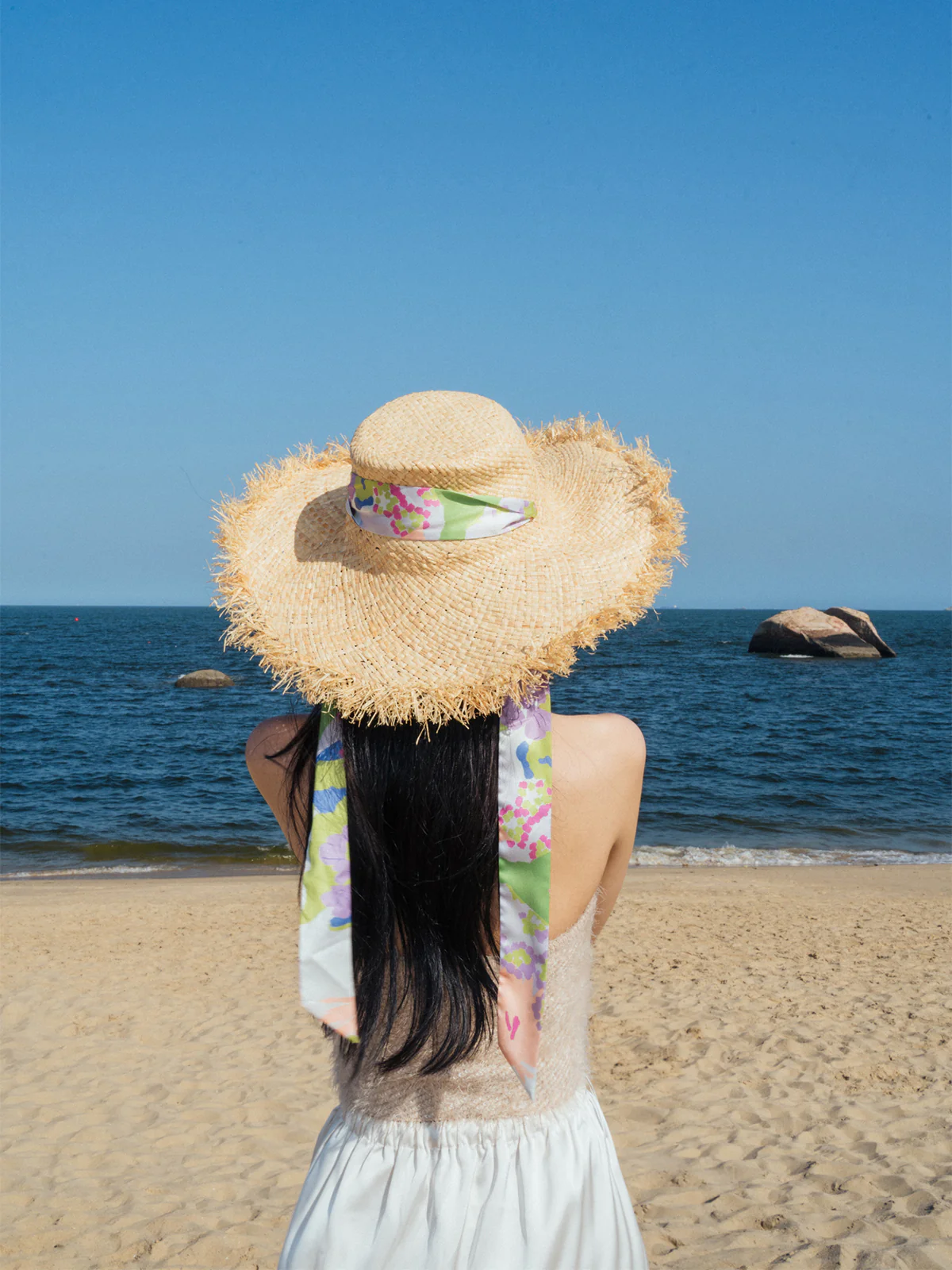 FRIDA x LOST PATTERN "Frida's Garden" Straw Hat with Ribbon Tie - Pink - Image 6