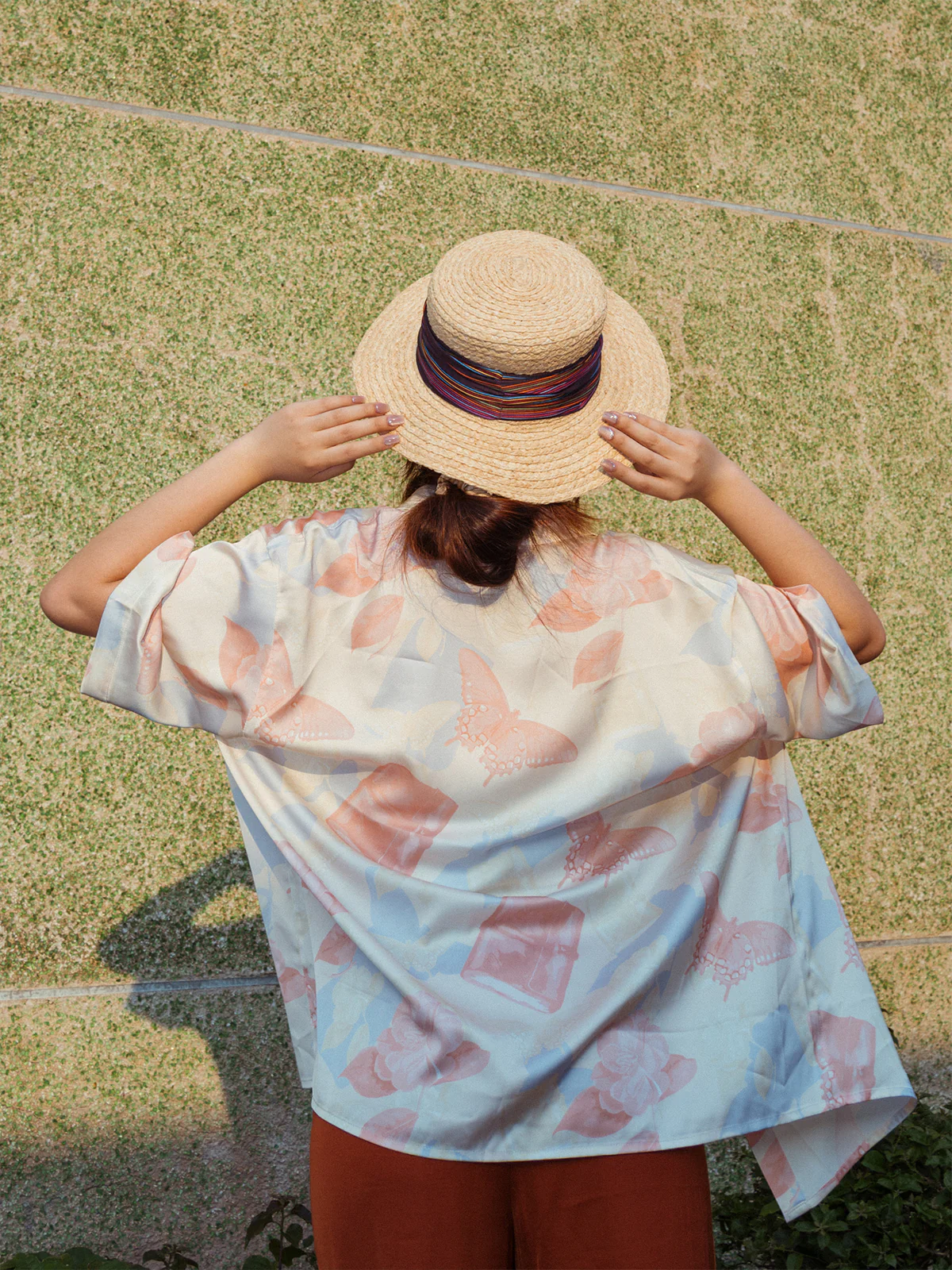 "Frida's Garden" Straw Hat with Ribbon Band - Purple - Image 6