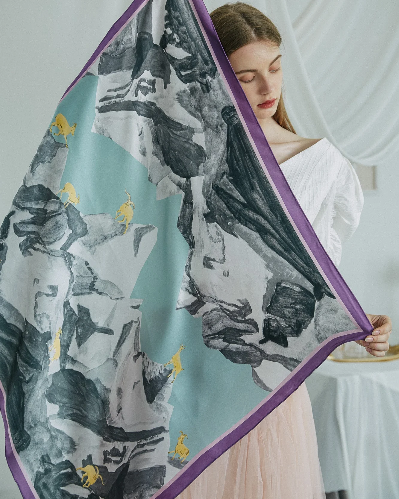 "Himalaya" Large Silk Scarf - Image 5