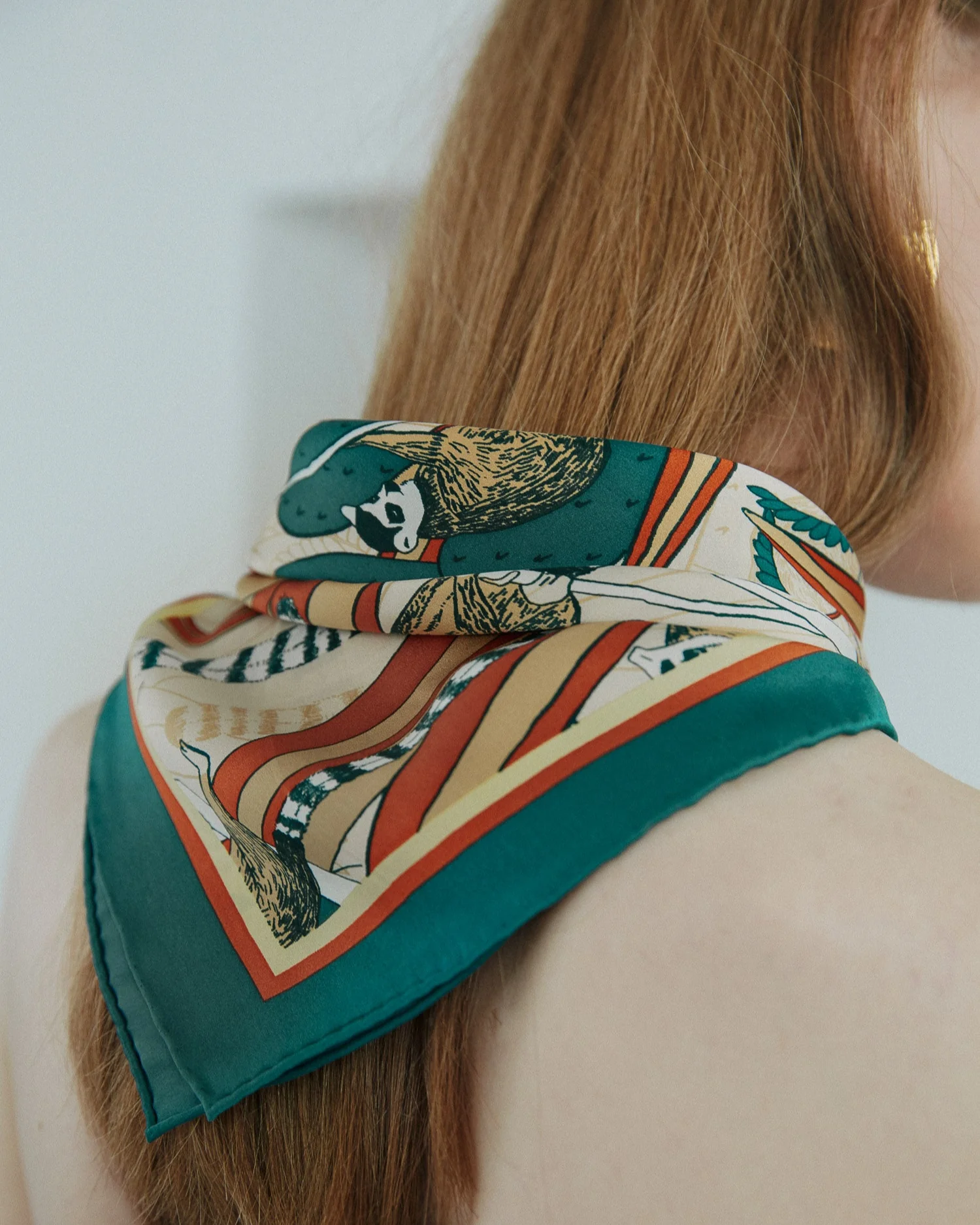 "Madagascar" Silk Bandana - Green - Image 5