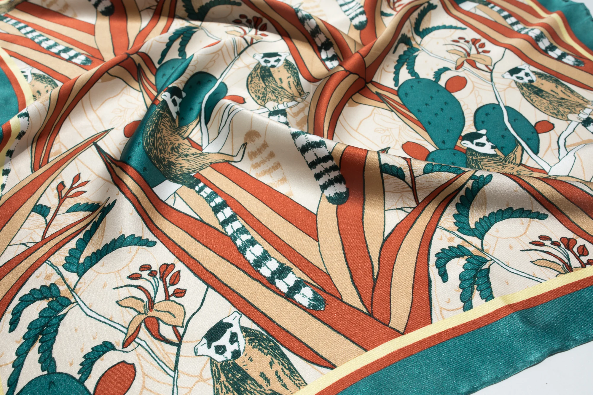 "Madagascar" Silk Bandana - Green - Image 7