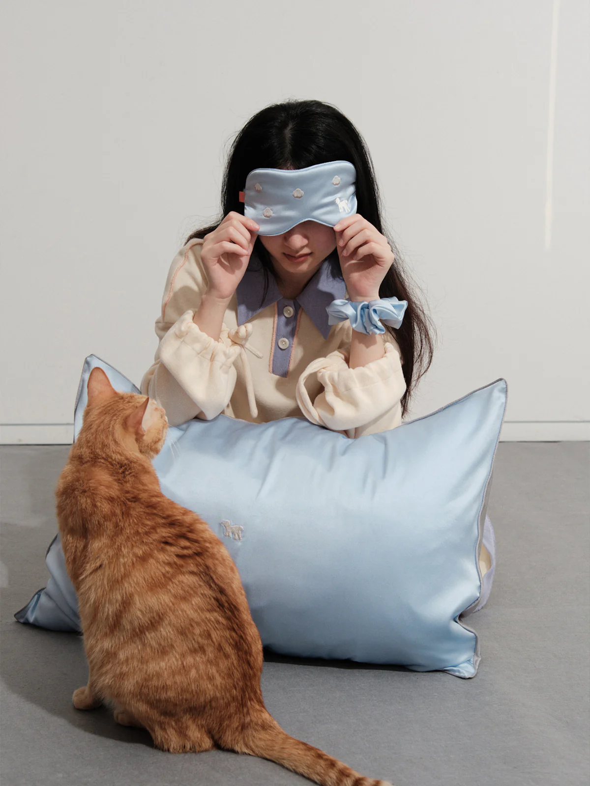 "Pan Pan" 3 Piece Silk Gift Set - Silk Pillowcase & Silk Sleep Eye Mask & Silk Scrunchie - Image 4