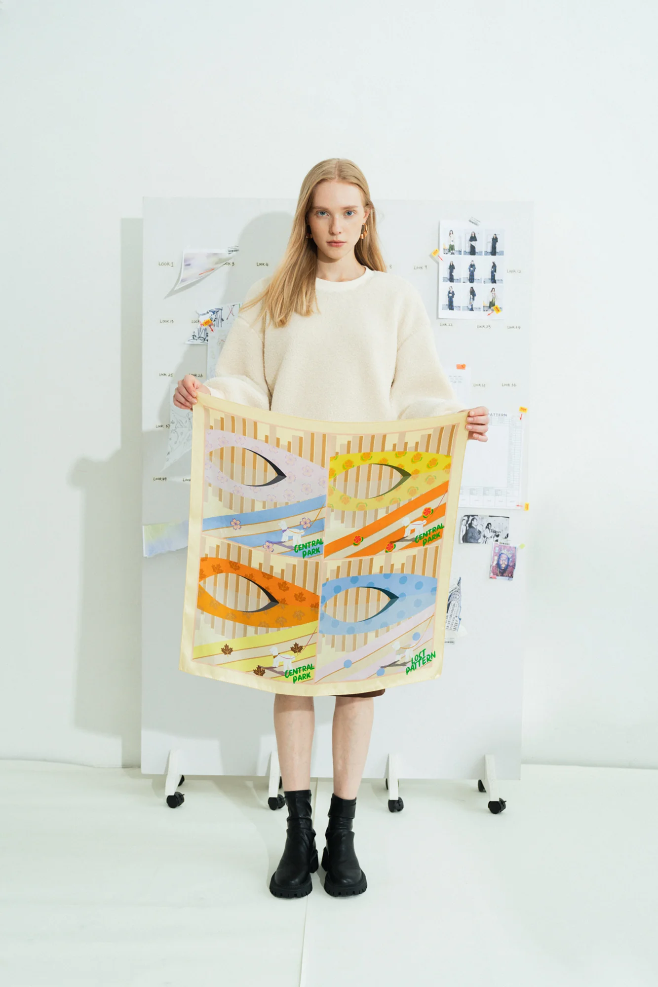 "Seasons in the Park" Silk Scarf - Yellow - Image 6