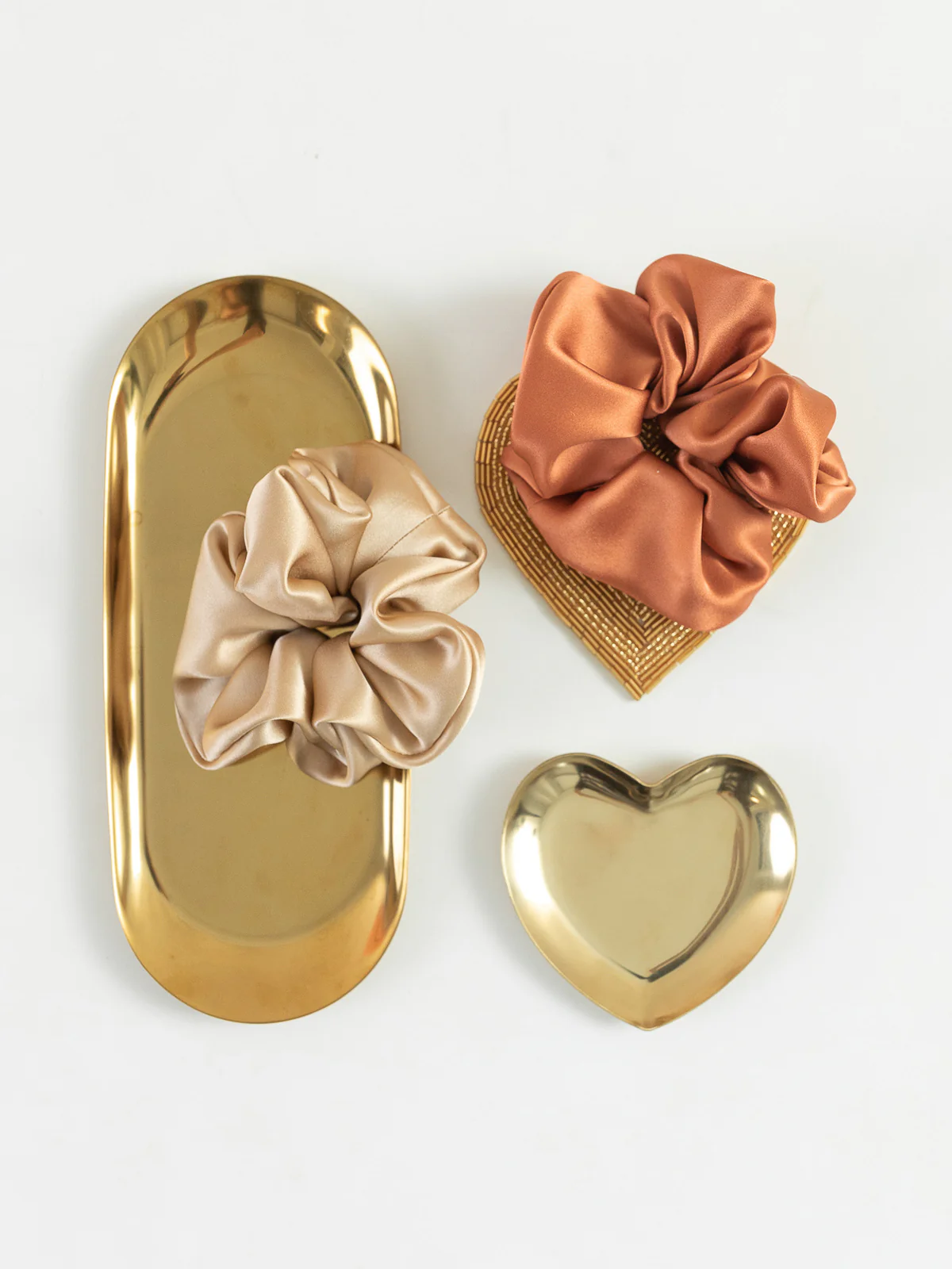 "Silken Hair" Silk Scrunchie Hair Tie - Caramel - Image 3